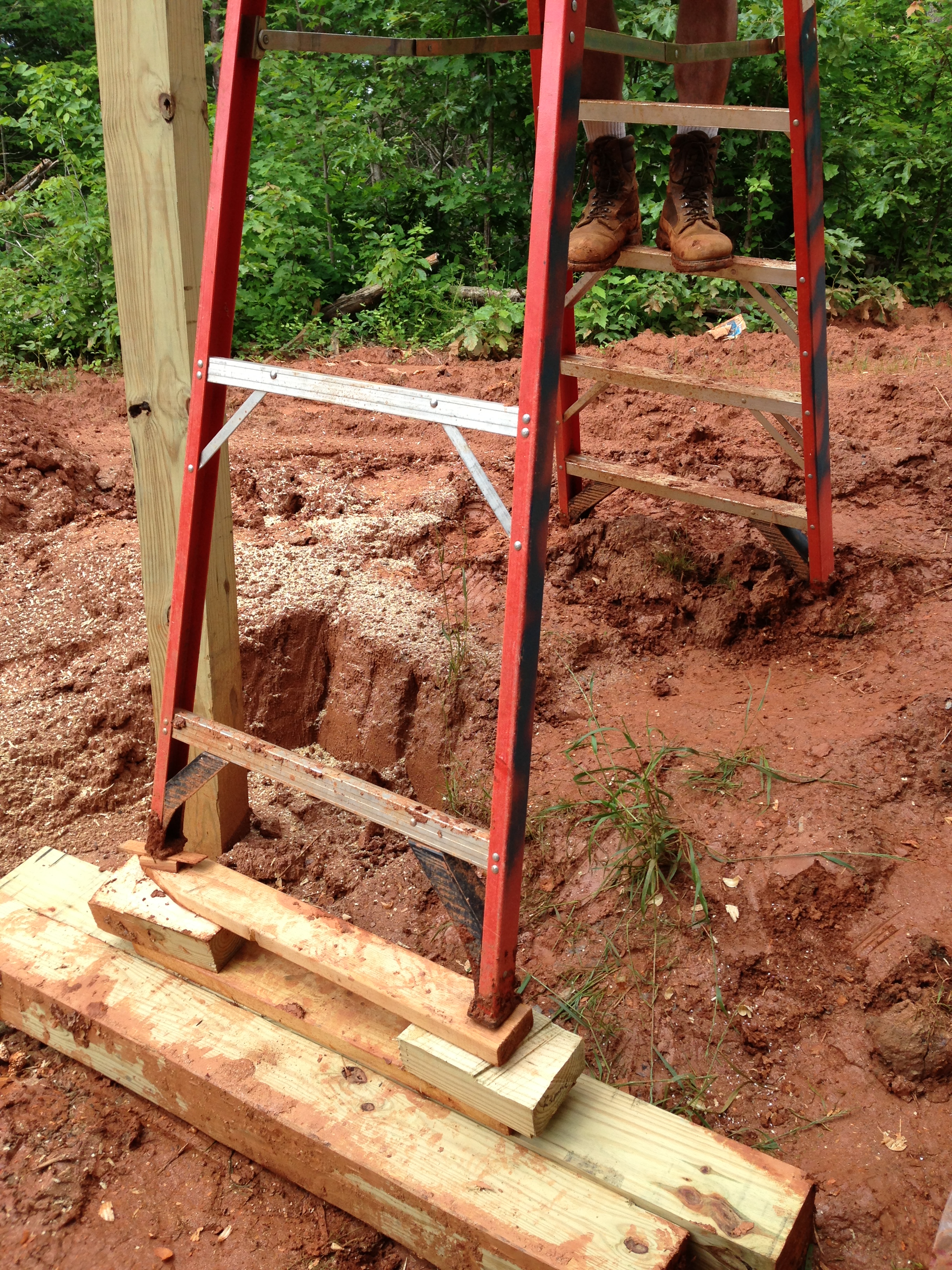 Balancing uneven ground to stabilize the ladder