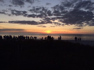 Those are people in the beach waiting and watching the sunset.