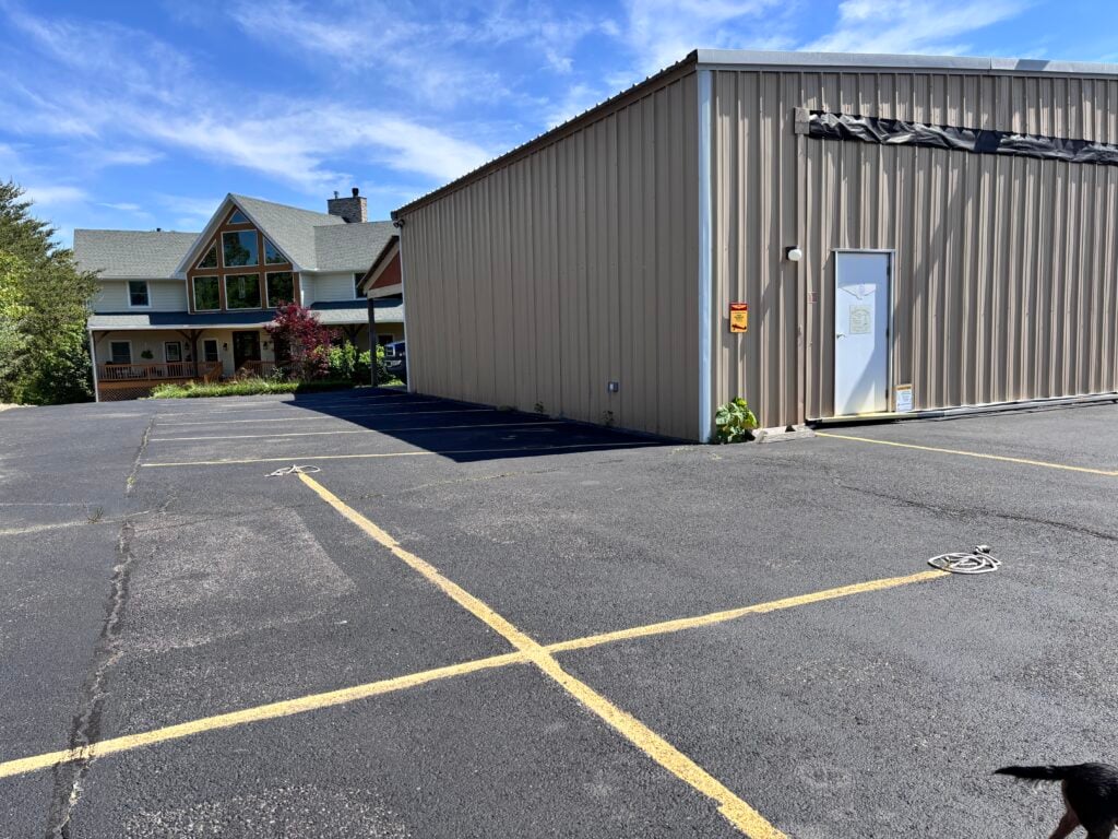 Private aircraft hangar at Bedford Landings Bed & Breakfast near Smith Mountain Lake, welcoming fly-in guests and celebrating the property's aviation heritage.