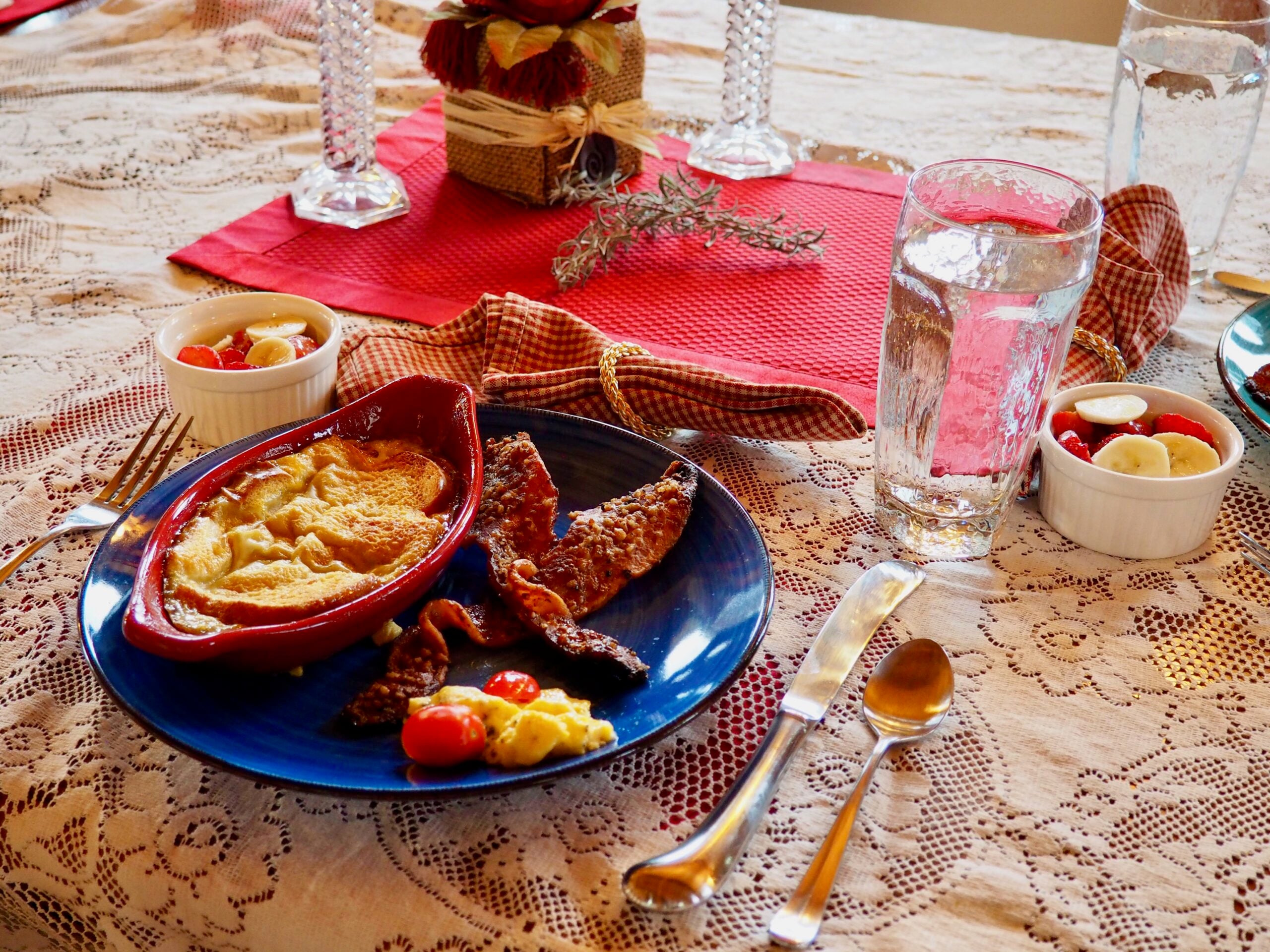 Homemade breakfast served at Bedford Landings Bed and Breakfast near Smith Mountain Lake