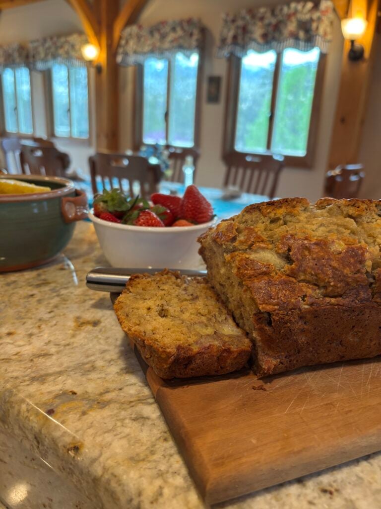 Homemade breakfast bread served at Bedford Landings Bed & Breakfast near Smith Mountain Lake.