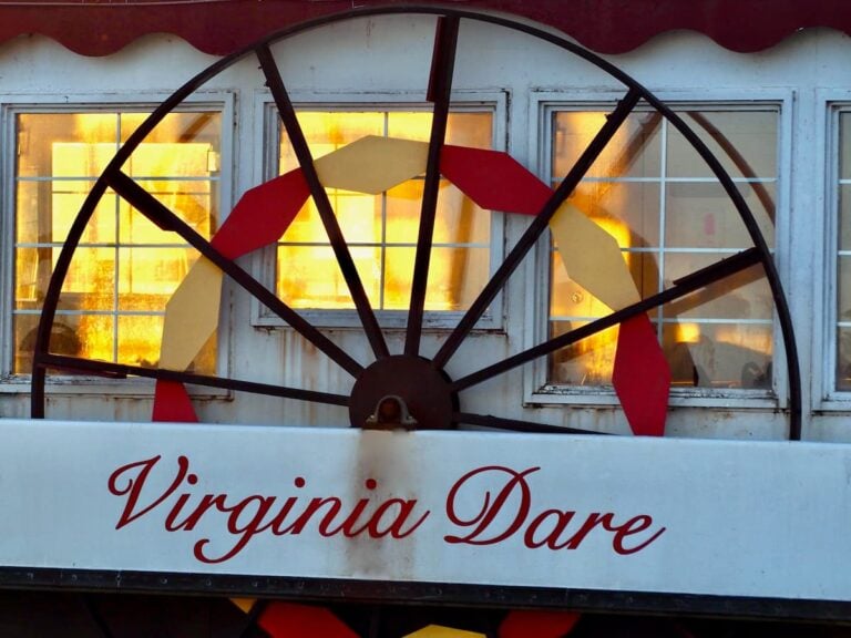 Virginia Dare cruise boat sign on Smith Mountain Lake near Bedford Landings Bed & Breakfast.